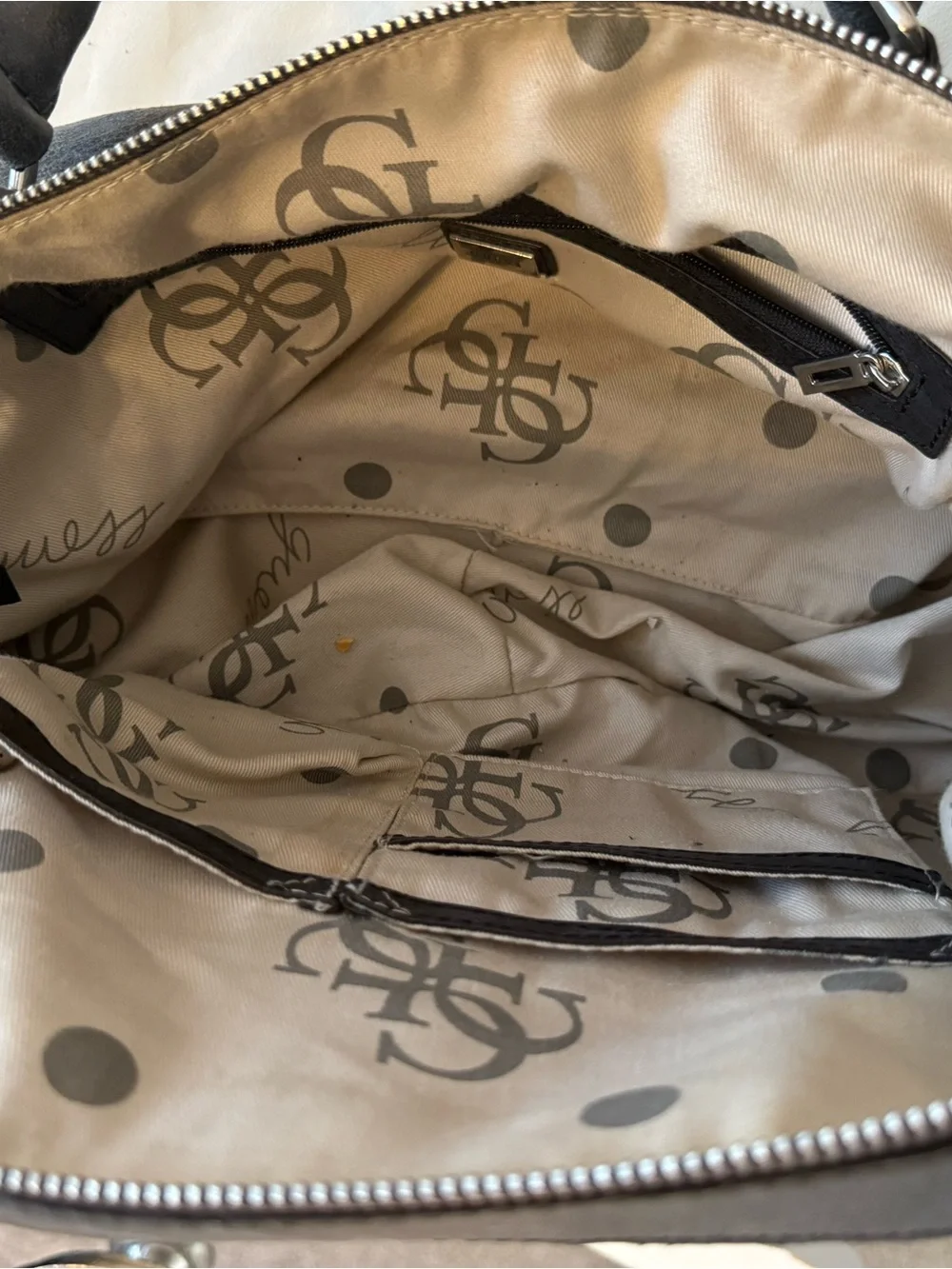 Guess | Y2k patchwork bowling satchel with silver tone studs